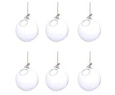 HomeDecTime 6 Stück Glas Kugel Vase Blumenvase Glasvase Glas Hängeampel Teelichthalter - 1