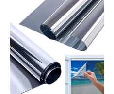 VZATT Sonnenschutzfolie, Sichtschutzfolie Silber Reflektierende Fensterfolien Selbsthaftend Spiegelfolie UV-Schutz Sonnenschutz, Sichtschutz Glas-Tönungsaufkleber für Büro, Haus, Balkon (45 x 200 cm)