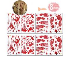 Halloween Blutige Hände Fensteraufkleber, (8 Blatt Halloween Sticker Aufkleber), Realistisch Wirkende Schaurig Blutige Sticker, Halloween Dekoration by AniSqui