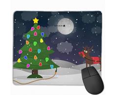 Whecom Gaming Mauspad, Anti-Rutsch-Mauspad, rechteckig, Gummi-Mauspad, Baumgirlande, Rentier-Weihnachtsdruck, Gaming Mauspad