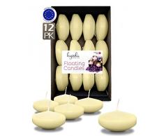 Hyoola Premium Schwimmkerzen, 7,6 cm, 8 Stunden, Elfenbein, 12 Stück, Europa hergestellt