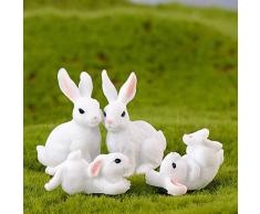XQxiqi689sy Mini-Hasenfiguren für den Garten, 4 Stück