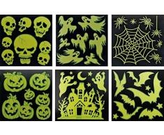 Halloween 6er-Sparset Grusel-Deko Sticker Spuck Festerdekoration: Leuchtet im Dunkeln
