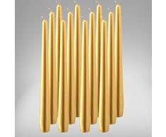 bolsius Spitzenkerzen 245/24 mm 12er Pack Leuchterkerzen Kerze Stabkerzen Gold