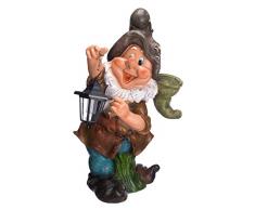 RIESIGER Zwerg, Gartenzwerg XXL Gartenwichtel mit Solarlampe NF11068-3D, Groß 60 cm hoch Wichtel mit LED Solar Lampe, Dekorationsfigur für Innen und Außen, Gartendekoration, Gartenfigur