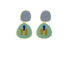 YXWLKG Ohrringe Retro Farbe Ölgemälde Stil Ohrringe Weibliche Öltropfen Kurze Ohrringe Silber Nadel Legierung Ohrringe Ohrringe