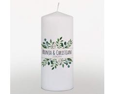 Hochzeitskerze mit Namen und Datum, Traukerze Hochzeit Blumenornamente Gold, Weiß