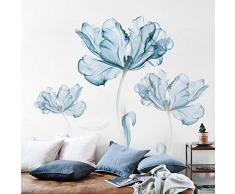 ASDFGH Wandtattoo Blume Wandtattoo für Wohnzimmer, Wandsticker Dekor Aufkleber Botanische drucke Wandbilder-wohnkultur Kunst-Dekoration Für Schlafzimmer-Blau