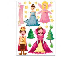 Wandkings Prinzessinnen Welt Wandsticker Set, 38 Aufkleber, 2 DIN A4 Bögen, Gesamtfläche 60 x 20 cm