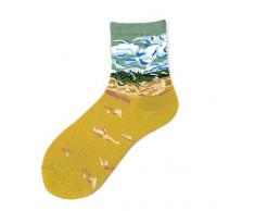 FEIFUSHIDIAN Sonnenuntergang Ölgemälde Abstrakten Literarischen Retro Baumwollsocken In Den Schlauchsocken Gemälde (Color : D, Size : One-Size)