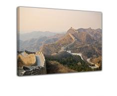 Kunstdruck - Chinesische Mauer - Bild auf Leinwand - 60x50 cm - Leinwandbilder - Landschaften - Asien - Große Mauer - historische Architektur - UNESCO Weltkulturerbe