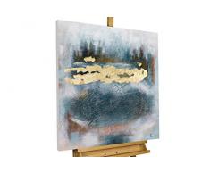 KunstLoft® Acryl Gemälde Das Tiefe Gold 80x80cm | original handgemalte Leinwand Bilder XXL | Abstrakt Risse Gold Blau | Wandbild Acrylbild Moderne Kunst einteilig mit Rahmen