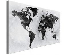 decomonkey Bilder Weltkarte 90x60 cm 1 Teilig Leinwandbilder Bild auf Leinwand Wandbild Kunstdruck Wanddeko Wand Wohnzimmer Wanddekoration Deko Landkarte Welt Kontinent Schwarz Grau