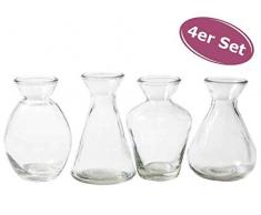 itsisa 4er Set Glasflaschen Liberte - Vase, Tischdekoration, Glasvasen, Landhausdeko, Gastronomie