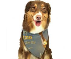 Huyotop Schal für Haustiere, goldfarbenes Rentier auf schneebedecktem Holztisch mit Weihnachtsgirlande, für Hunde, Katzen, Welpen, Dreieck, Kopftuch, Zubehör