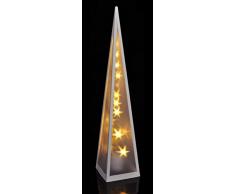 LED Pyramide 60 cm mit rotierenden Sternen - 20 warmweiße LEDs - Deko Stern Lichtkegel inkl. Holografie Effekt