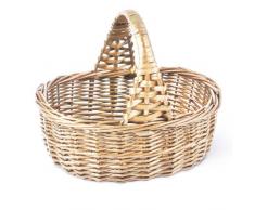 Unbekannt Blumenkinderkörbchen Korb oval NATUR HELL KLEIN, ca. 15 x 19 cm - Blumenkinderkorb Streukorb Streukörbchen Weidenkorb geflochten Hochzeit -