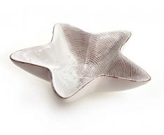 TEMPELWELT Deko Schale Seestern 16 x 4 cm aus Keramik weiß braun glänzend, Dekoschale Seesternschale flach maritim mediterran, Schälchen Ablage Dipschale