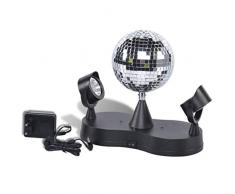 Party Fun Lights Disco Spiegelkugel- Durchmesser 13 cm Spiegelkugel mit 2 Spots/16 LEDs und Motor
