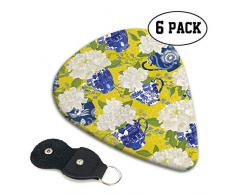 Blaue und weiße Porzellanvase Flower Guitar Picks 6er Pack Celluloid Plectrum E-Akustikgitarren Bass