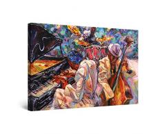 Startonight Bilder Orange Jazz Orchester Musik Malerei - Leinwandbilder Moderne Kunst - Abstrakte Wanddeko Kunstdrucke, Wandbilder XXL 80 x 120 cm, Tag Nacht Bild