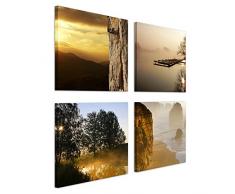 Bilderdepot24 Wandbild - Set Landschaften - je 20x20cm - 4teilig - Leinwandbilder - Landschaften - Natur - Sonnenuntergang - Idylle