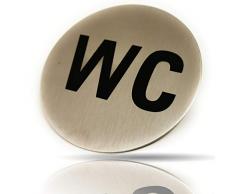 Kerafactum WC Schild Toilettenhinweis Hinweisschild Türschild - zu Den Toiletten Rund aus Edelstahl Matt glänzend - rundes Schild Selbstklebend Toilette Hinweis