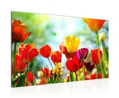 Runa Art Bild Blumen Tulpen Wandbild Vlies - Leinwand Bilder XXL Format Wandbilder Wohnzimmer Wohnung Deko Kunstdrucke Rot 1 Teilig - Made in Germany - Fertig Zum Aufhängen 201914a