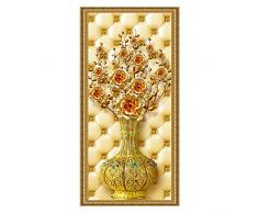 Vitila 3D Wandaufkleber Hauptdekor Wohnzimmer Hintergrund Schlafzimmer Badezimmer Wandbilder kreative Persönlichkeit Aufkleber Gold Draht Vase selbstklebende Poster PVC abnehmbare Tapete