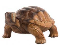 Windalf Vintage Deko Schildkröte Lucy 20 cm Holzfigur Dekofigur Feng Shui Harmonie Geschenk Glücksbringer Reichtum Handarbeit aus Holz