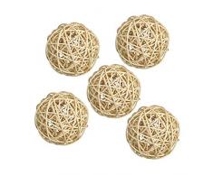 IPOTCH 5 Stücke 7 cm Rattankugeln Rattanball DIY Basteln Hänge Rattan Dekokugeln - kräftiges Holz, 7 cm