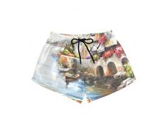 DEZIRO Damen Boardshorts Ölgemälde Maritim City, schnelltrocknend mit Futter Gr. M, 1