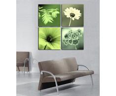 Haus und Deko Wandbild 4er Set Fotodruck Motiv Flowers Kunstdruck 4 Bilder auf Holzfaserplatte je 30x30 cm einfache Montage