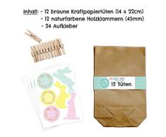 Papierdrachen 12 DIY Geschenktüten zu Ostern zum Basteln - Kreatives Osternest mit 12 Papiertüten und Osterhasen Aufklebern - Design 15