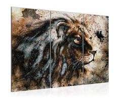 Runa Art Bilder Afrika Löwe Wandbild 120 x 80 cm - 3 Teilig Vlies - Leinwand Bild XXL Format Wandbilder Wohnzimmer Wohnung Deko Kunstdrucke Braun - Made IN Germany - Fertig Zum Aufhängen 002231a
