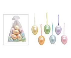 schenken-24 12er Osterei-Hänger-Set, bunt in Säckchen Osterdekoration Ostereier Ostern bruchsicher