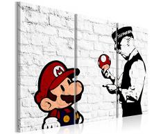 murando - Bilder Mario 135x90 cm Vlies Leinwandbild 3 Teilig Kunstdruck modern Wandbilder XXL Wanddekoration Design Wand Bild - Banksy Street Art Ziegel i-C-0098-b-e
