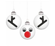 DONKEY Products Frosty Christbaumkugelset, 3-TLG, Weihnachtsbaumkugeln, Christbaum Kugeln, Schneemann, 300993