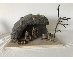 Weihnachtskrippe Höhle aus Gips mit Figuren und Licht mit Travo 3,5 V !