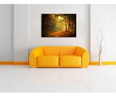 Wald Format: 120x80 cm auf Leinwand, XXL riesige Bilder fertig gerahmt mit Keilrahmen, Kunstdruck auf Wandbild mit Rahmen, günstiger als Gemälde oder Ölbild, kein Poster oder Plakat