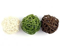 TGG Rattankugeln 3-Farben Mischung, braun/grün/Creme Rattan Kugeln *** (5cm/ 30 Stück)