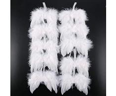 DOXMAL 10 Pcs Engelsflügel Federn Flügel Engel Anhänger Weihnachtsbaum Deko Christbaumschmuck Baby Taufe Deko DIY Basteln Kinder - 16cm Weiß