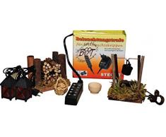 Krippenbeleuchtung Laterne Lagerfeuer F2 + Weihnachtskrippe Beleuchtung 7-tlg, Krippenzubehör Krippenstall/Krippe, F2-Tlro-rote Laterne Lampe + Lämpchen Licht, LED Licht/3,5V