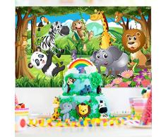 Urwald Thema Party Dekorationen, Extra Große Stoff Geburtstag Party Poster für Urwald Thema Party Zubehör, Urwald Safari Hintergrund Banner, Urwald Tier Foto Stand Hintergrund Banner