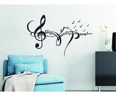 GRAZDesign Deko Aufkleber Violinschlüssel - Wandsticker Noten Zeile Ornament - Wandtattoo schönes Motiv für Musik Raum / 47x30cm / 070 schwarz