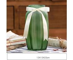 VHJ Farbige Glasvasen Wohnzimmer Dekoration Vintage Milchglas Blumenvase Dekor Hydrokulturbehälter Glasflasche Grün 22 cm
