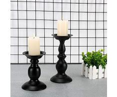 GoMaihe Retro Kerzenhalter 2 Set in Unterschiedlicher Größe, 22/15.5cm Antik Kerzenständer Eisen Deko Kerzenleuchter für Stumpenkerzen, Vintage Tischdeko Hochzeit für Weihnachten Geburtstag.MEHRWEG