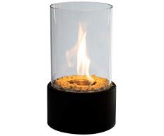 Edler Bio-Ethanol Tischkamin mit Löschstempel und Dekosteinen, schönes Flammenspiel für Innen und Außen, Feuerschale Dekofeuer Tischfeuer Glasfeuer Zimmerkamin Feuerschale Glas Metall Indoor Ourtdoor