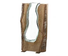 Leonardo Holzvase Casolare, formschöne Blumen-Vase aus Holz und Glas, handgefertigtes Unikat passt zum Landhausstil, 36-cm, 038510