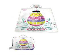 GEEVOSUN Picknickdecke Wasserdicht,Ostergrußkarte handgemaltes Aquarell,für den Außenbereich,faltbar,Picknick-Matte für Strand,Camping,Wandern